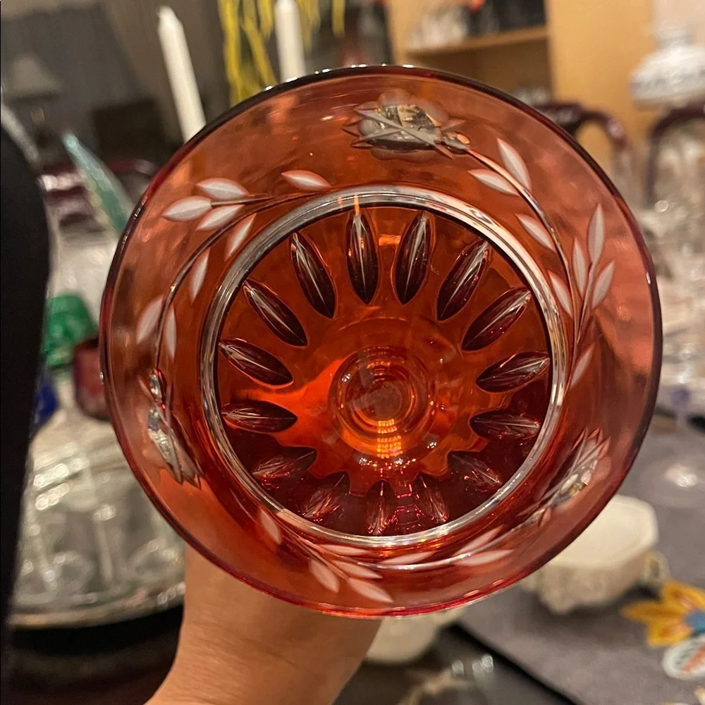 Elegant vintage Red Crystal Wine Glass